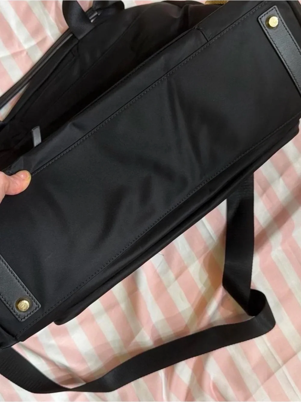 Tumi Black Nylon Laptop Brief with Gold Hardware